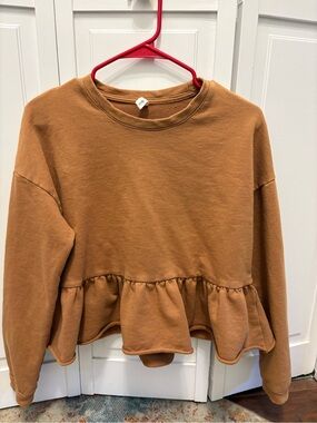 Wishlist Cocoa Ruffled Hem Sweatshirt